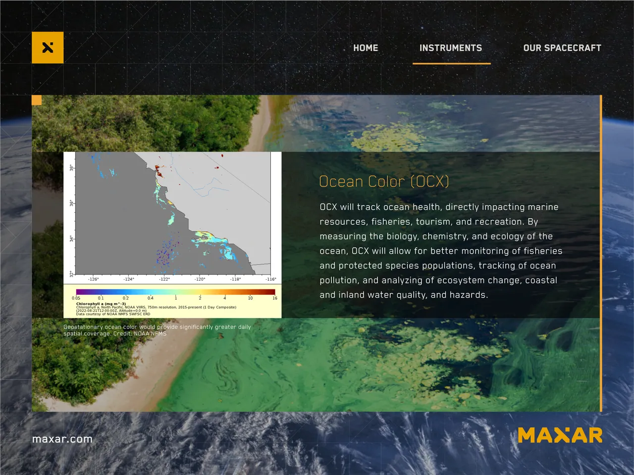 Ocean Color instrument screen