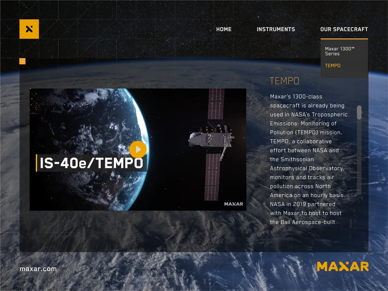 TEMPO and Intelsat 40e mission screen