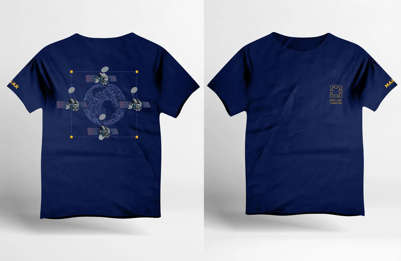 Front and back of the navy T-shirt