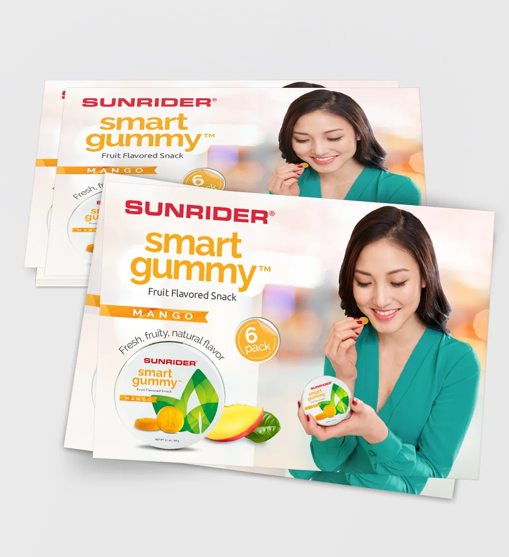 Smart Gummy flyers with a woman holding a gummy