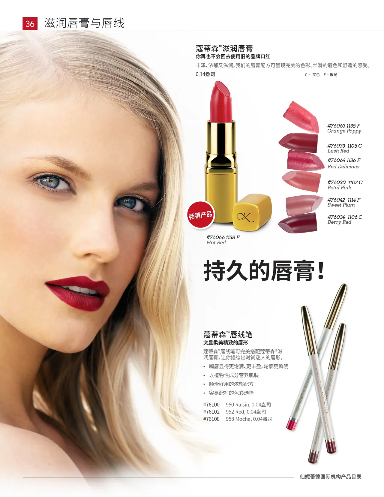 Chinese catalog page, lip colors and liners
