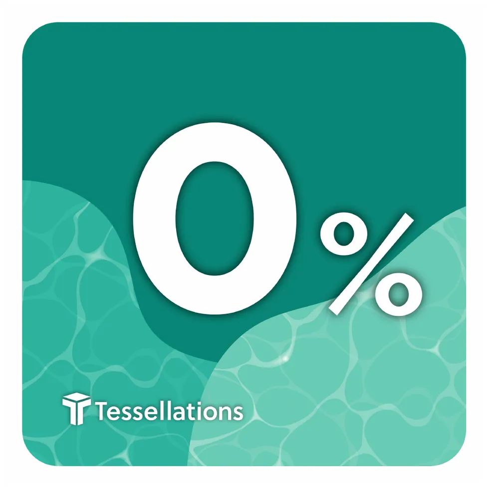 Milestone sign: 0% family participation, white numerals on teal with water ripples