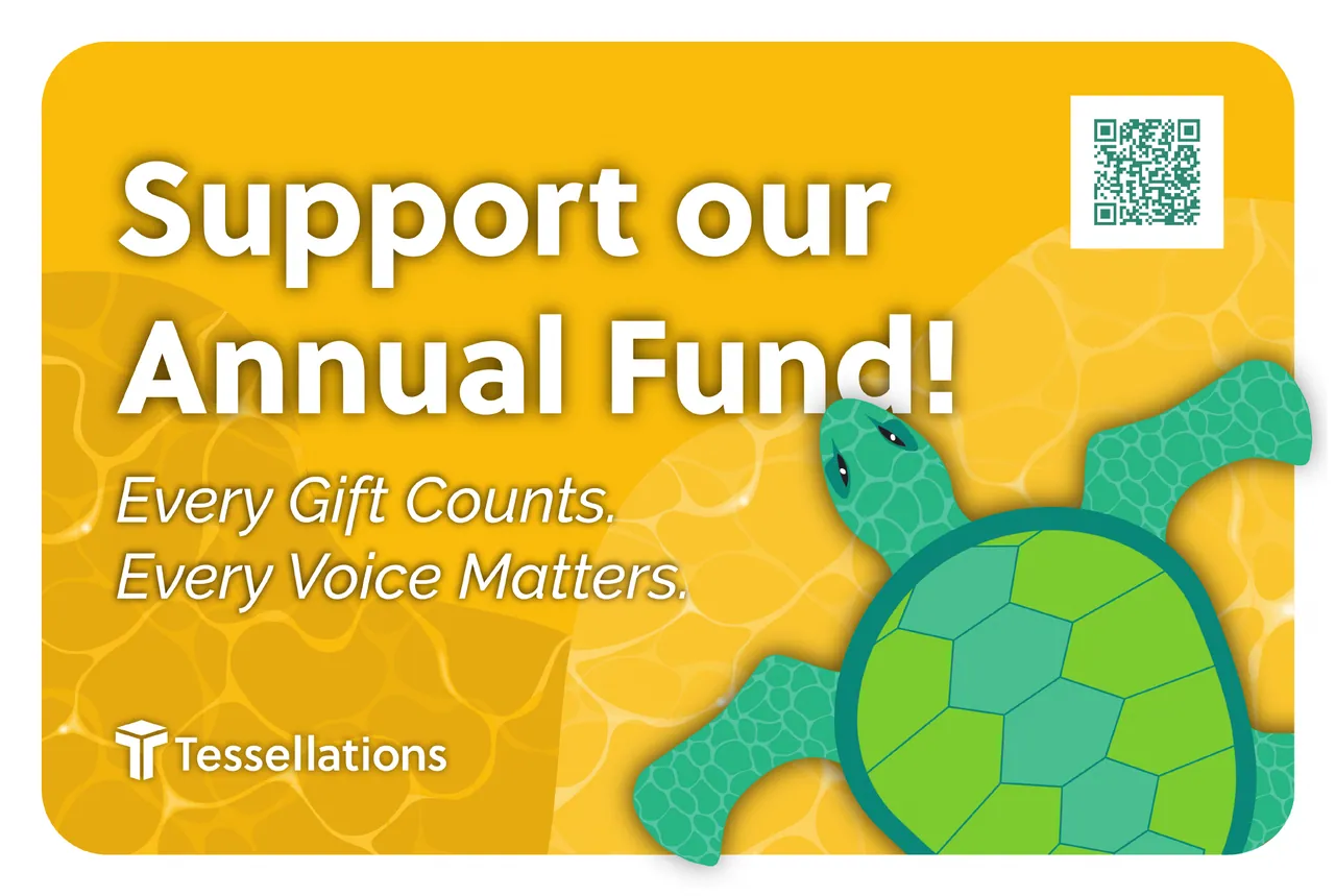 Garden sign: Support our Annual Fund, every gift counts, every voice matters, on gold with a turtle