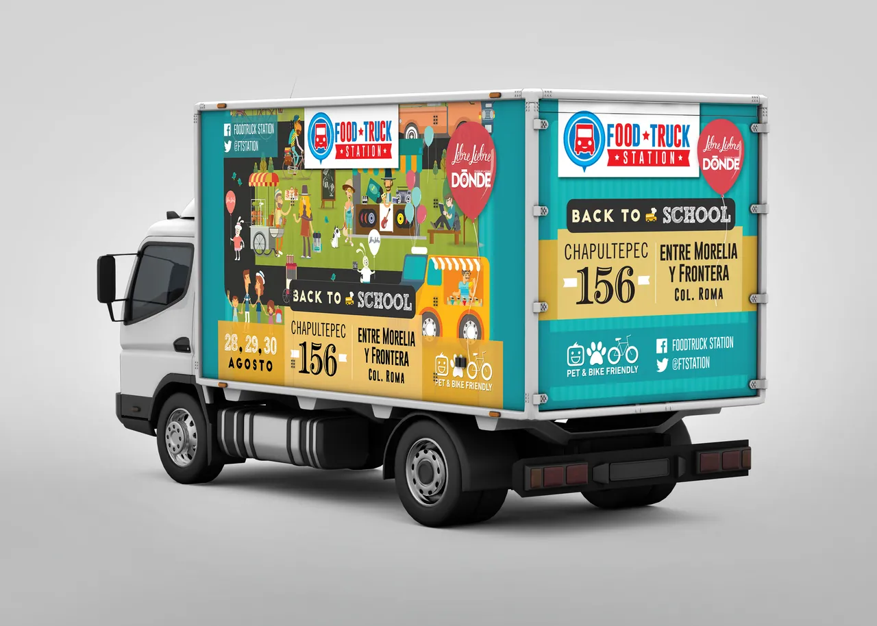 The same truck wrap seen from the rear left