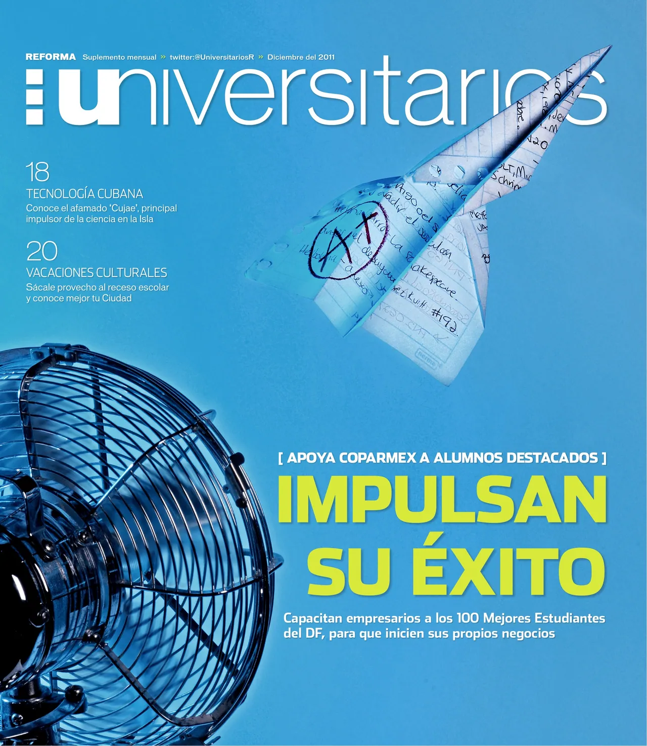 Universitarios cover ‘Impulsan su éxito’: a paper plane lifted by a fan
